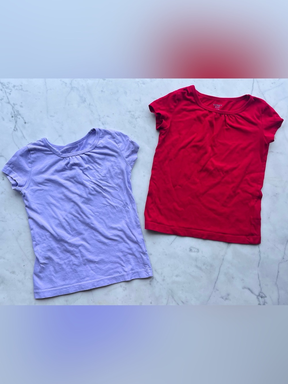 Carter’s Set of 2 Kids Cotton Short Sleeve T-Shirts Red and Purple Size 5